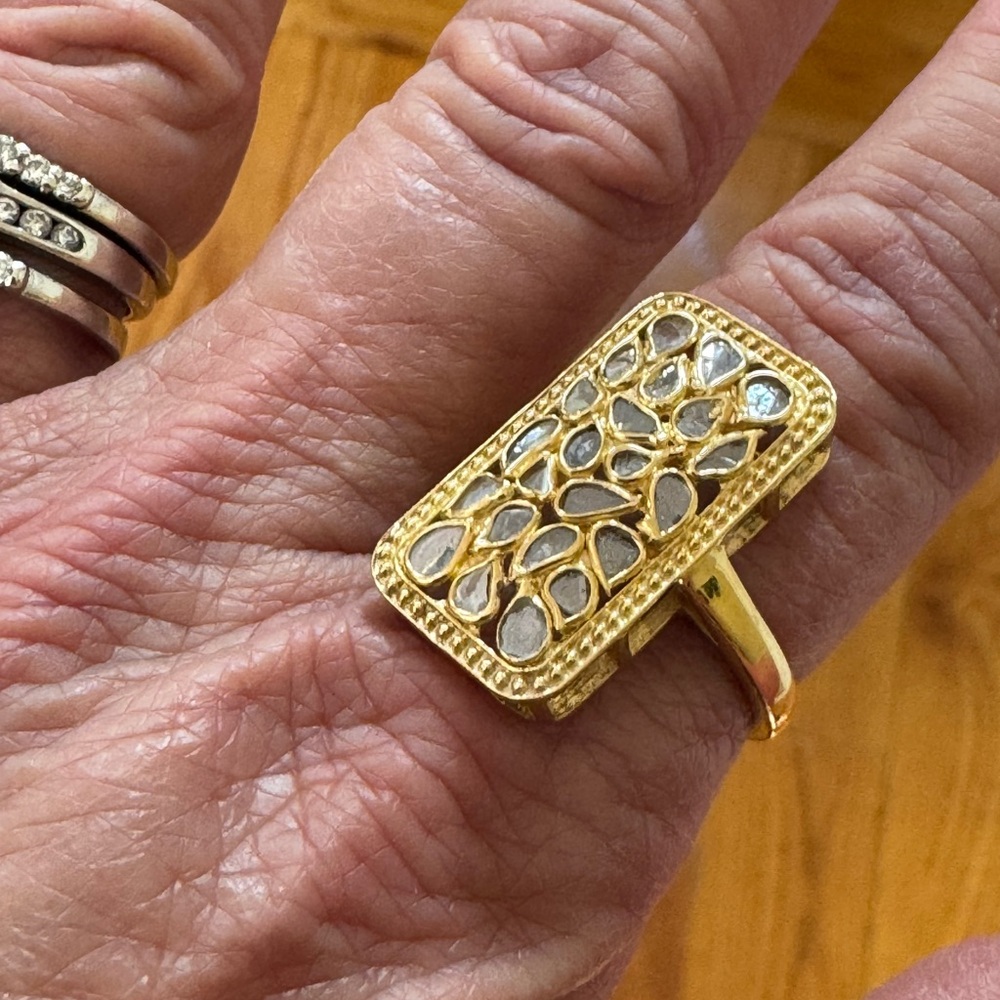 925 Diamond Rectangular Ring - image 2